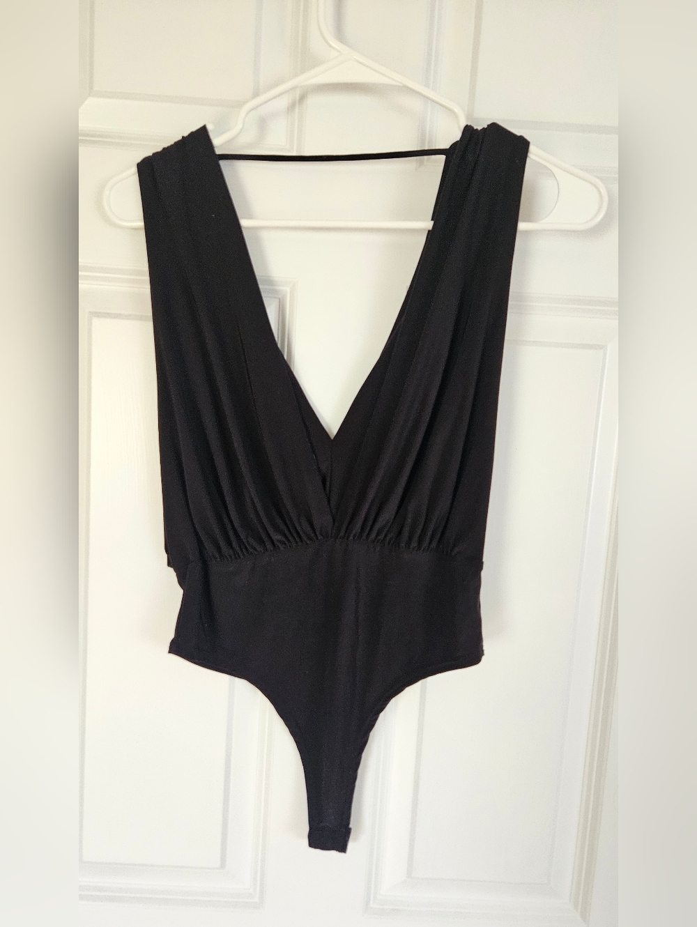 Plunge Black V-Neck Sleeveless Bodysuit